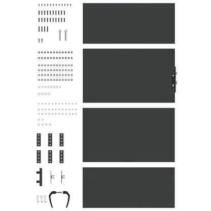 Garden Gate with Lock Black 85 x 200 cm Powder-coated steel