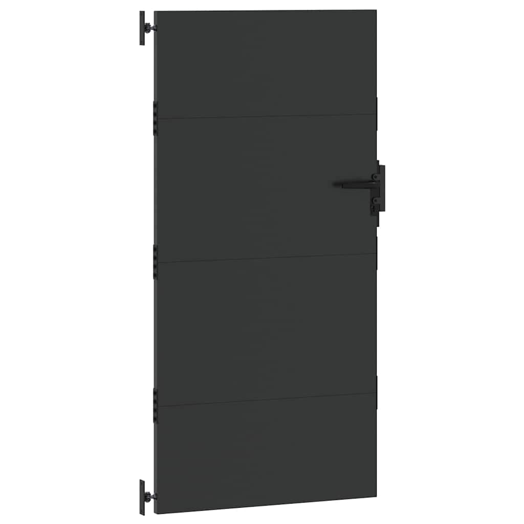 Garden Gate with Lock Black 85 x 200 cm Powder-coated steel