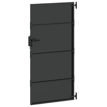 Garden Gate with Lock Black 85 x 200 cm Powder-coated steel