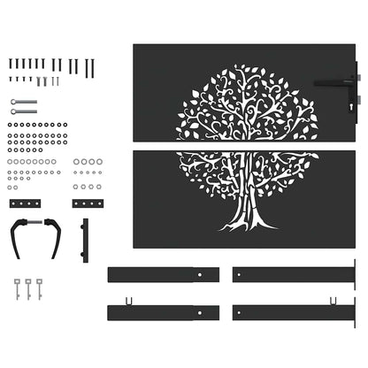 Garden Gate with Lock Black 110 x 105 cm Powder-coated steel