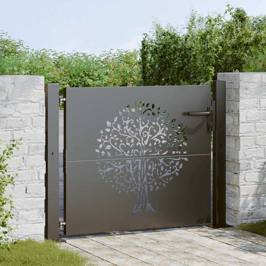Garden Gate 110 x 105 cm Powder-coated steel Black Lockable