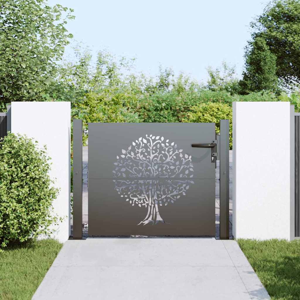 Garden Gate with Lock Black 110 x 105 cm Powder-coated steel