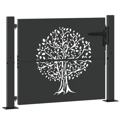 Garden Gate with Lock Black 110 x 105 cm Powder-coated steel