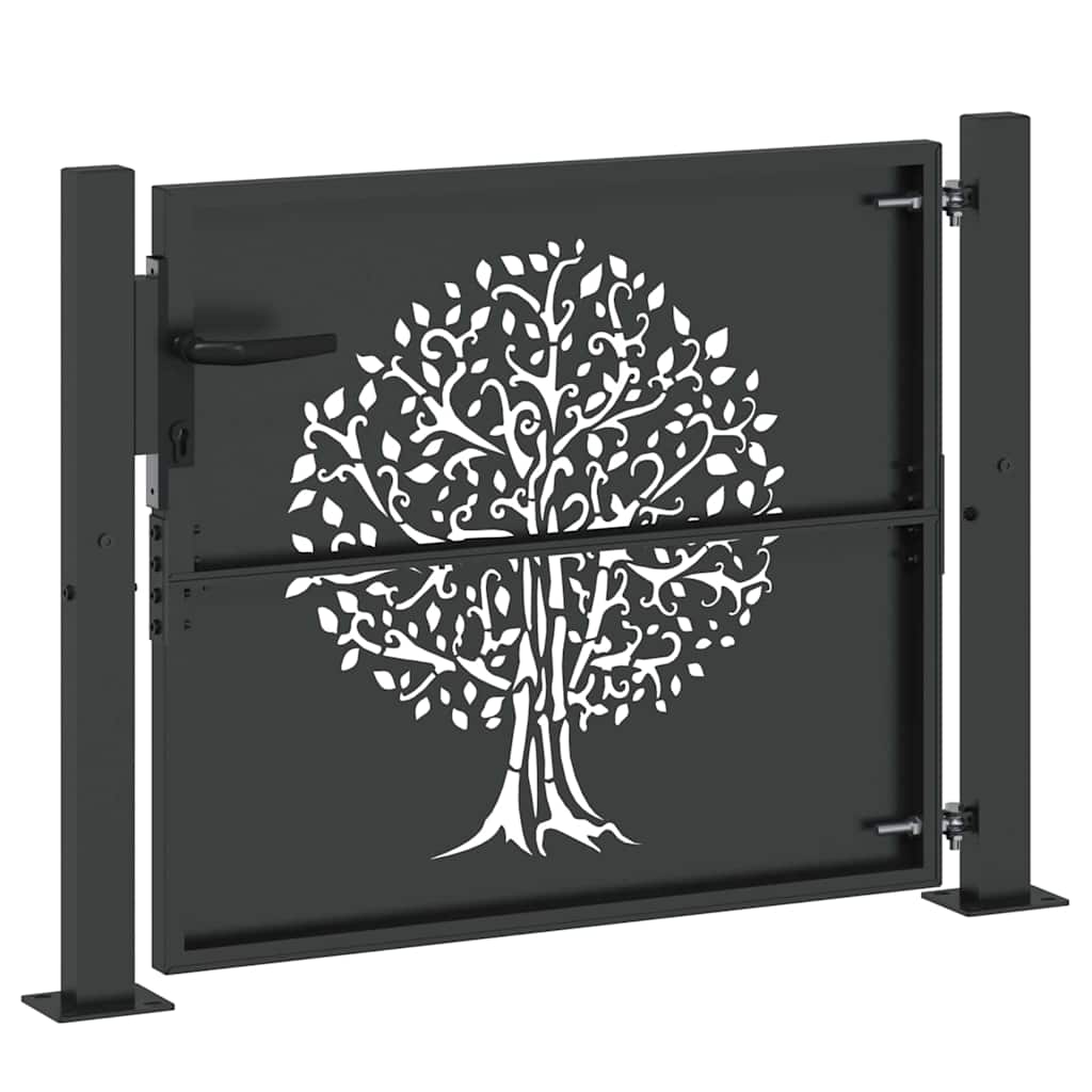 Garden Gate with Lock Black 110 x 105 cm Powder-coated steel