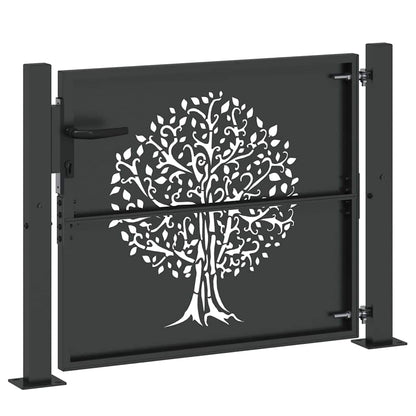 Garden Gate with Lock Black 110 x 105 cm Powder-coated steel