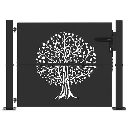 Garden Gate with Lock Black 110 x 105 cm Powder-coated steel
