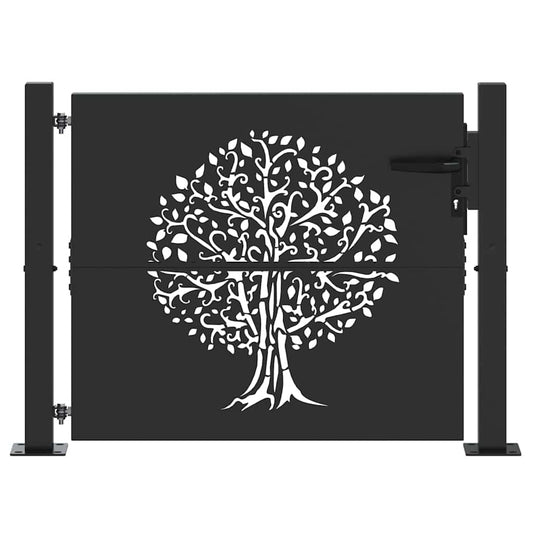 Garden Gate 110 x 105 cm Powder-coated steel Black Lockable