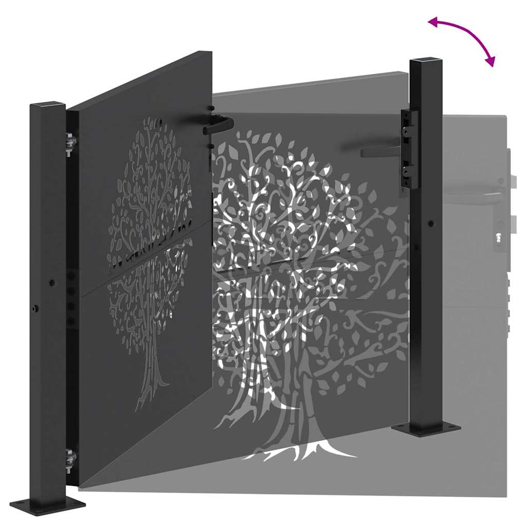 Garden Gate with Lock Black 110 x 105 cm Powder-coated steel