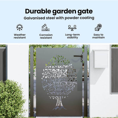 Garden Gate with Lock Black 110 x 130 cm Powder-coated steel