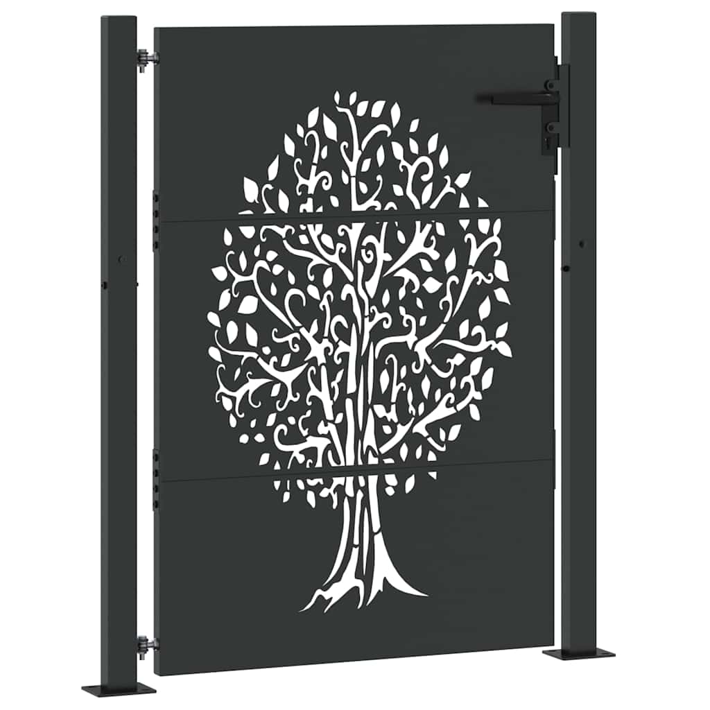 Garden Gate with Lock Black 110 x 130 cm Powder-coated steel