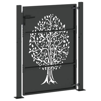 Garden Gate with Lock Black 110 x 130 cm Powder-coated steel