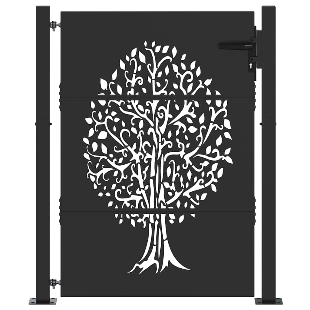 Garden Gate with Lock Black 110 x 130 cm Powder-coated steel