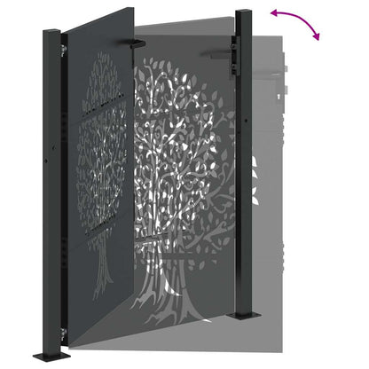 Garden Gate with Lock Black 110 x 130 cm Powder-coated steel
