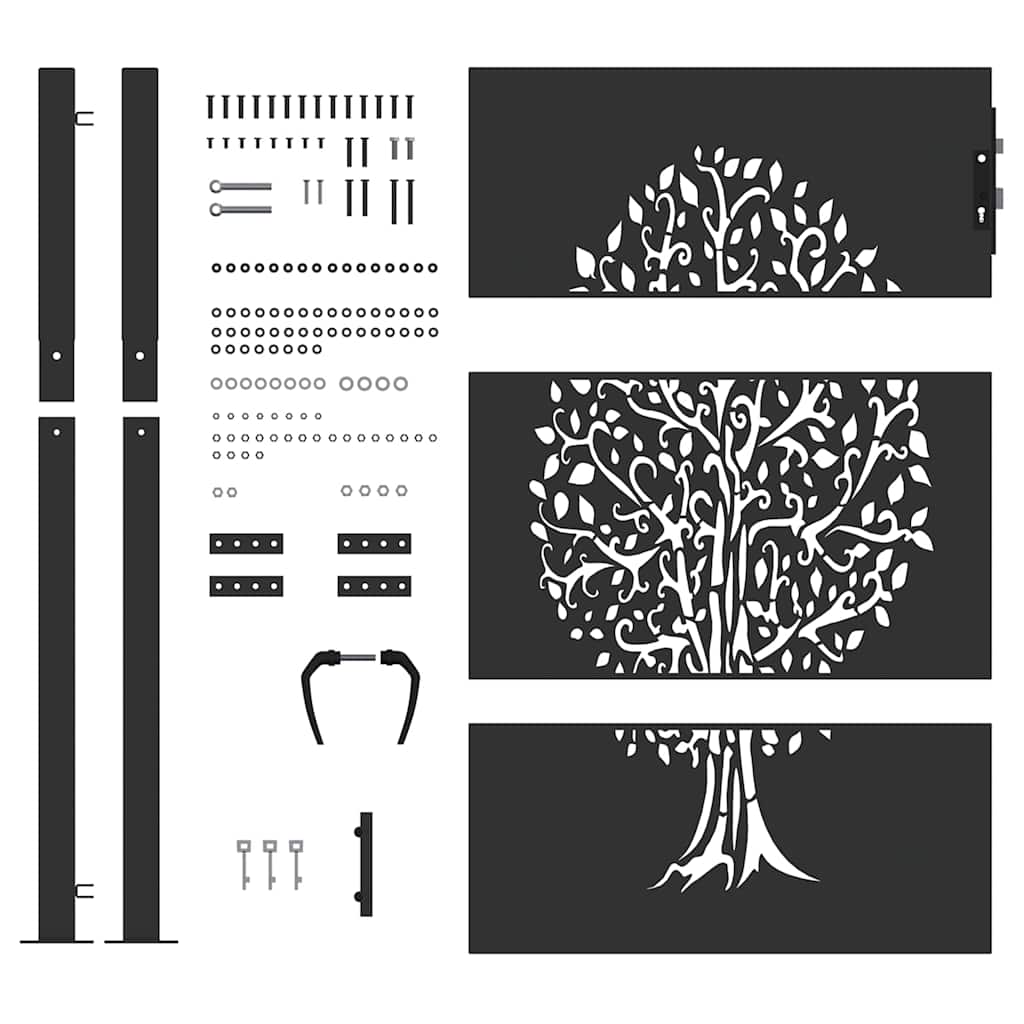 Garden Gate with Lock Black 110 x 155 cm Powder-coated steel