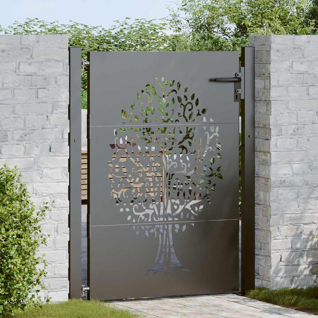 Garden Gate with Lock Black 110 x 155 cm Powder-coated steel