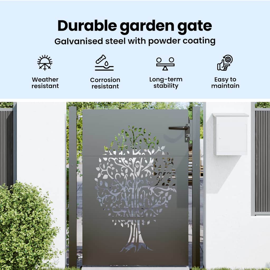 Garden Gate with Lock Black 110 x 155 cm Powder-coated steel