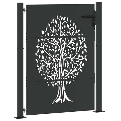 Garden Gate with Lock Black 110 x 155 cm Powder-coated steel