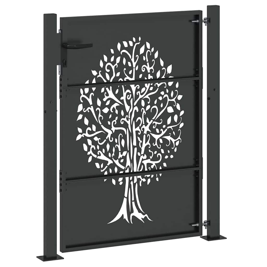 Garden Gate with Lock Black 110 x 155 cm Powder-coated steel