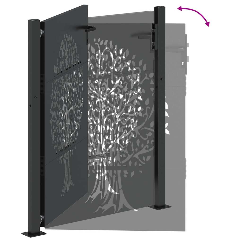 Garden Gate with Lock Black 110 x 155 cm Powder-coated steel