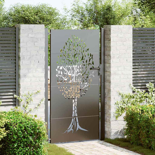 Garden Gate 110 x 180 cm Powder-coated steel Black Lockable