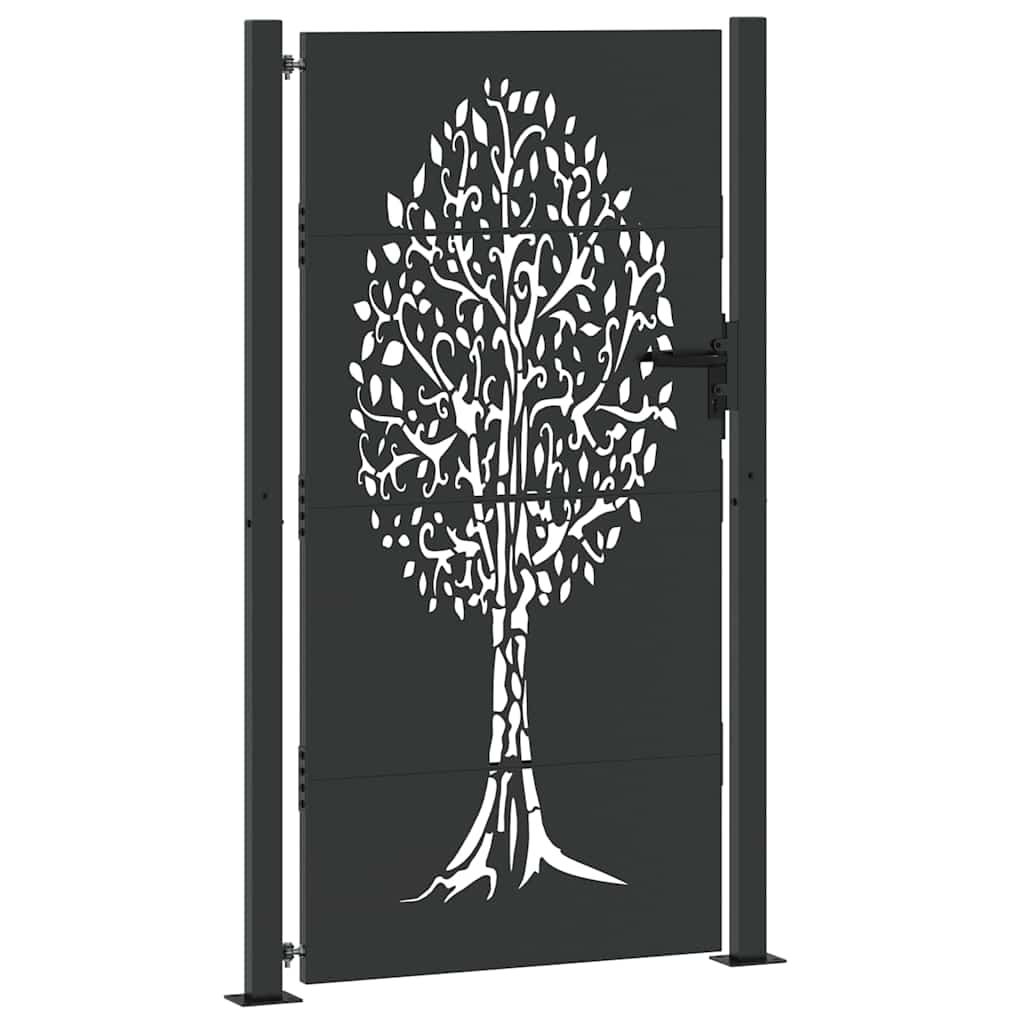 Garden Gate with Lock Black 110 x 180 cm Powder-coated steel