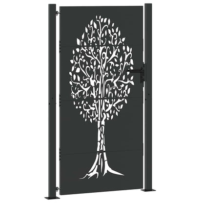Garden Gate with Lock Black 110 x 180 cm Powder-coated steel