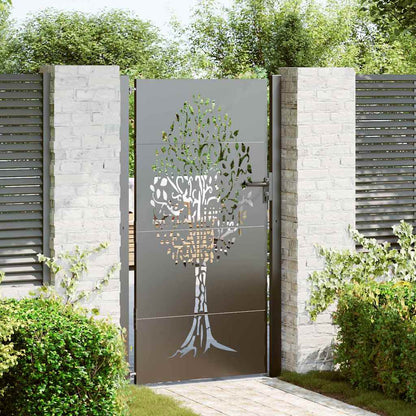 Garden Gate with Lock Black 110 x 205 cm Powder-coated steel