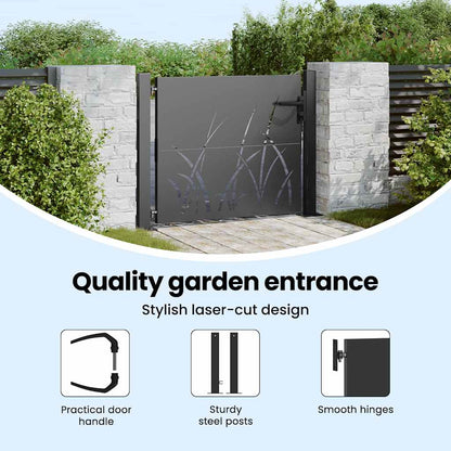 Garden Gate with Lock Black 110 x 105 cm Powder-coated steel