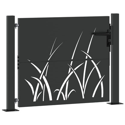 Garden Gate with Lock Black 110 x 105 cm Powder-coated steel