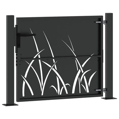 Garden Gate with Lock Black 110 x 105 cm Powder-coated steel