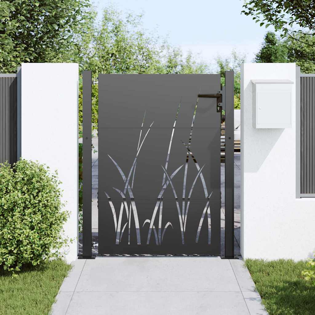 Garden Gate with Lock Black 100 x 125 cm Powder-coated steel