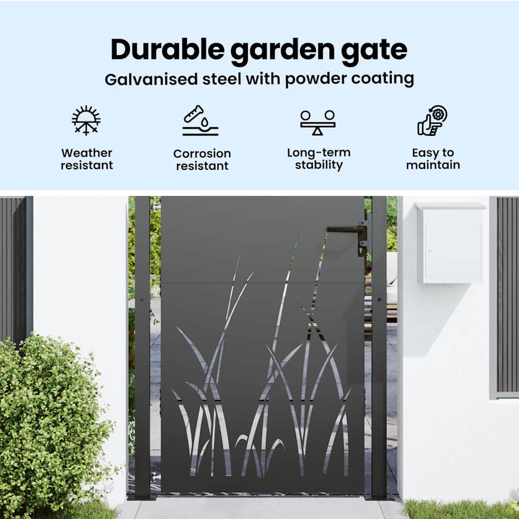 Garden Gate with Lock Black 110 x 130 cm Powder-coated steel