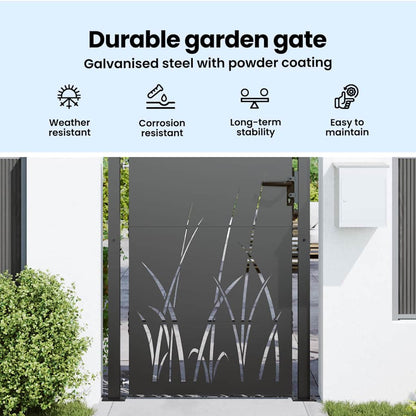 Garden Gate with Lock Black 110 x 130 cm Powder-coated steel
