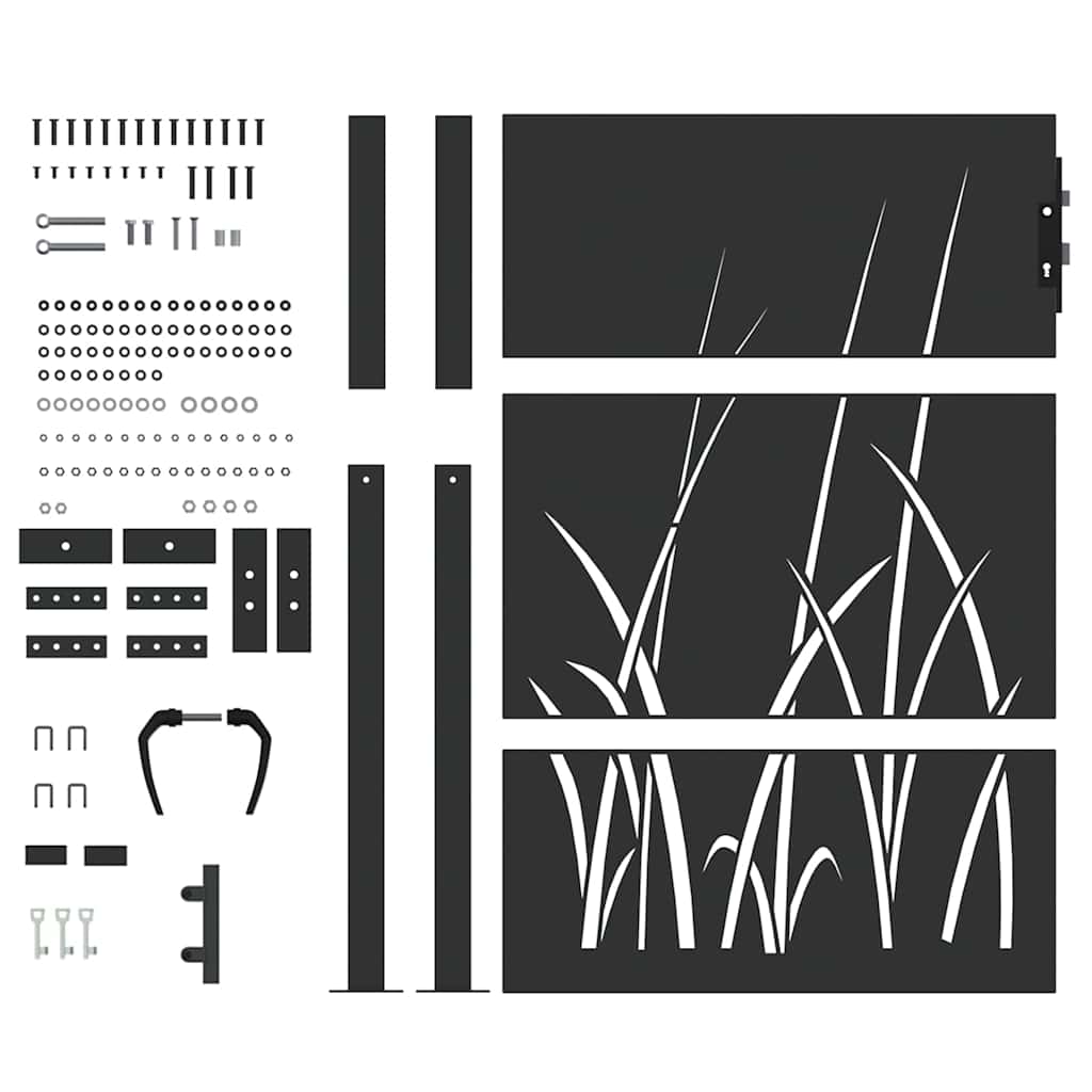 Garden Gate with Lock Black 110 x 155 cm Powder-coated steel