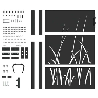 Garden Gate with Lock Black 110 x 155 cm Powder-coated steel