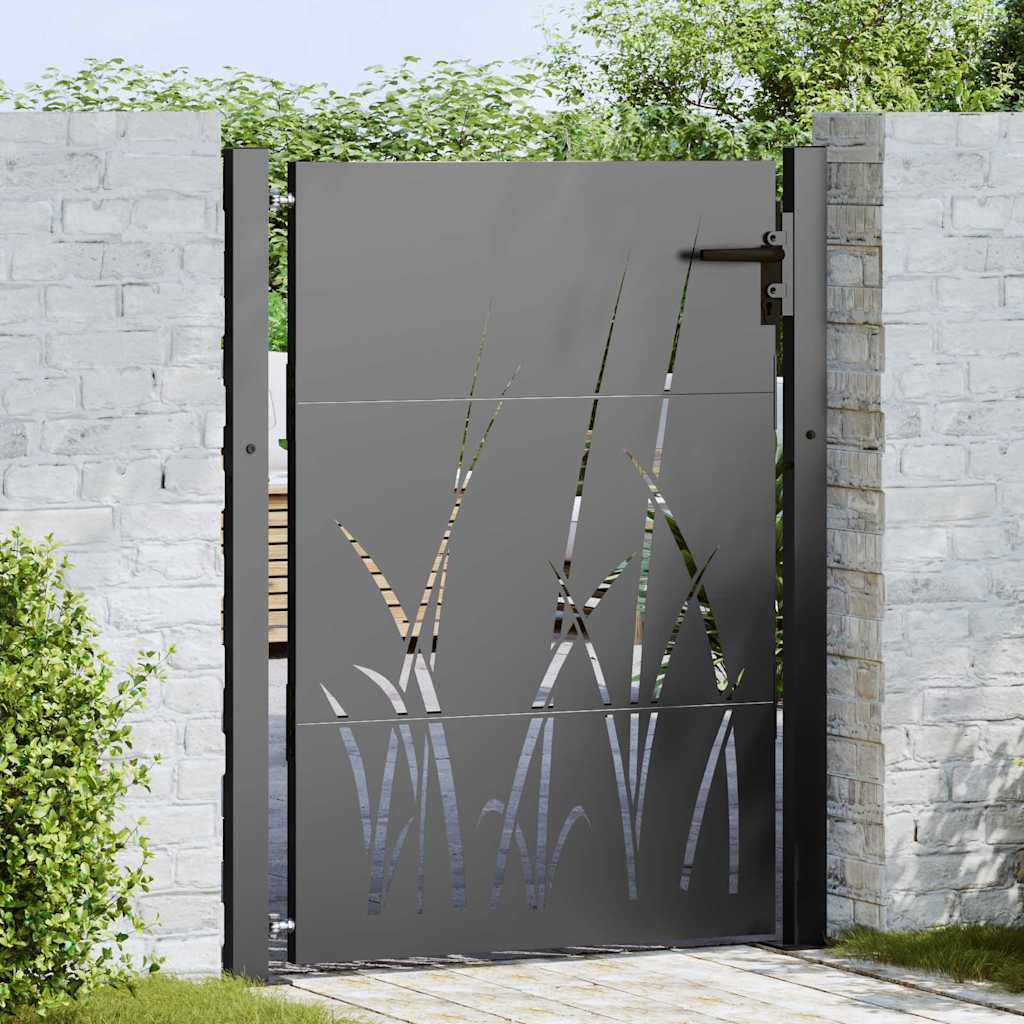 Garden Gate with Lock Black 110 x 155 cm Powder-coated steel