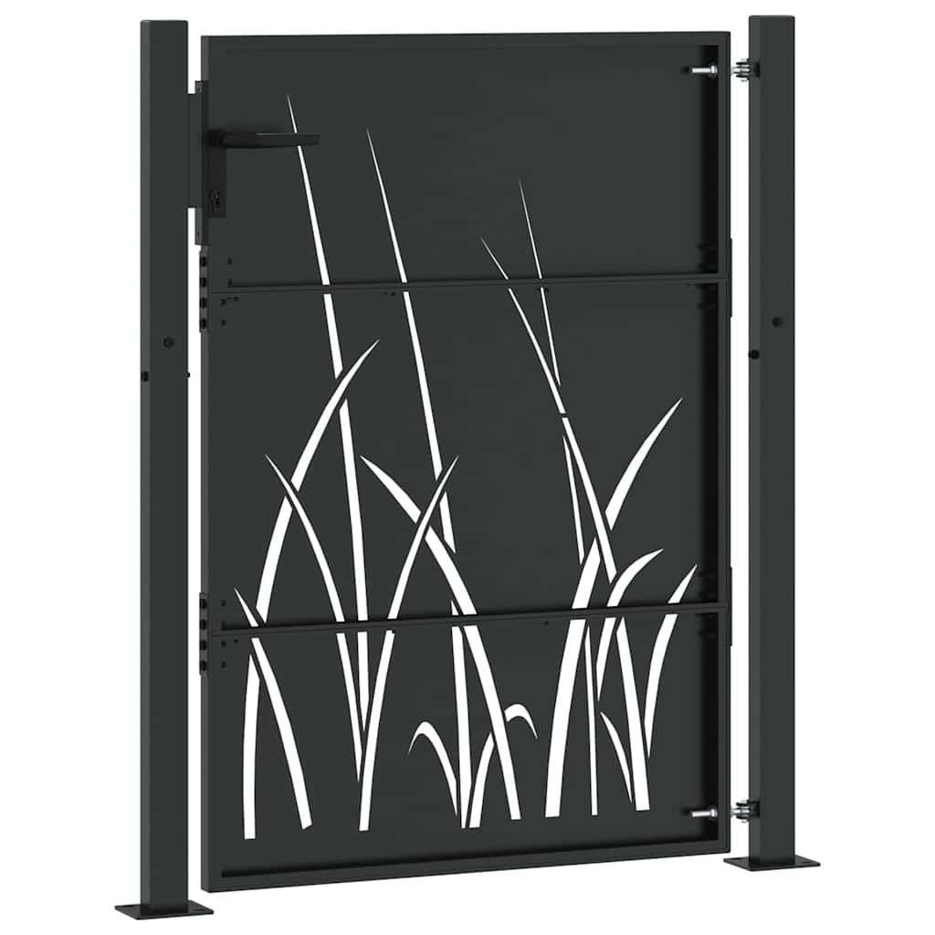 Garden Gate with Lock Black 110 x 155 cm Powder-coated steel