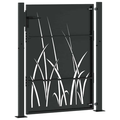 Garden Gate with Lock Black 110 x 155 cm Powder-coated steel