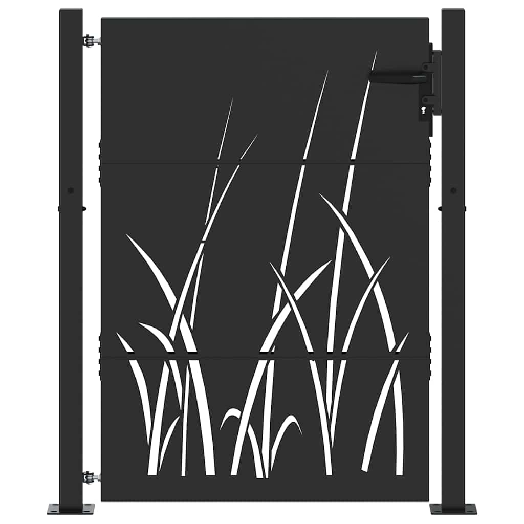 Garden Gate with Lock Black 110 x 155 cm Powder-coated steel