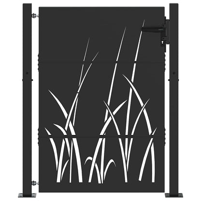 Garden Gate with Lock Black 110 x 155 cm Powder-coated steel