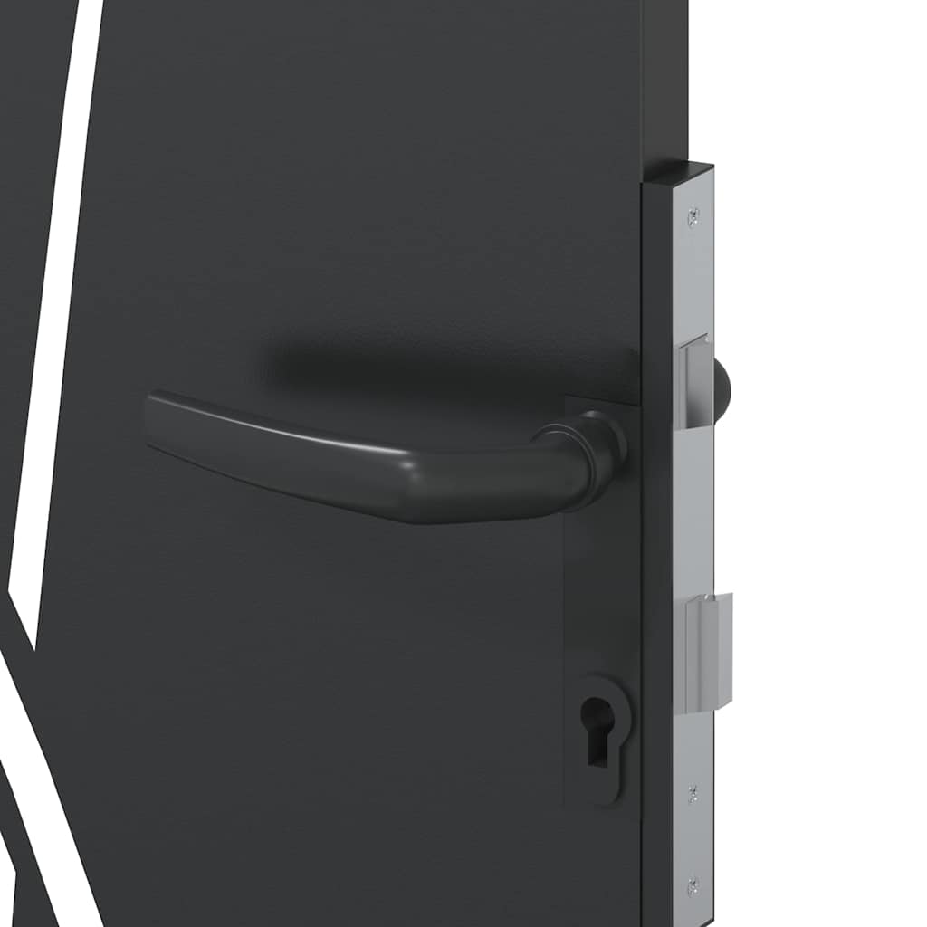 Garden Gate with Lock Black 110 x 180 cm Powder-coated steel