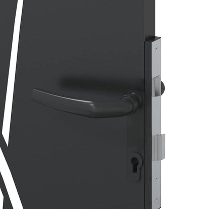 Garden Gate with Lock Black 110 x 180 cm Powder-coated steel