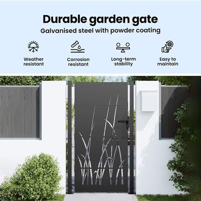 Garden Gate with Lock Black 110 x 180 cm Powder-coated steel