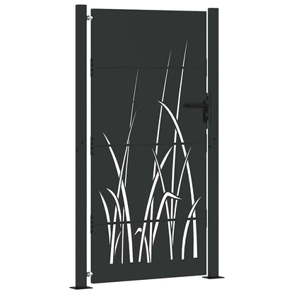 Garden Gate with Lock Black 110 x 180 cm Powder-coated steel