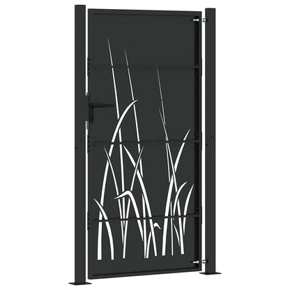 Garden Gate with Lock Black 110 x 180 cm Powder-coated steel