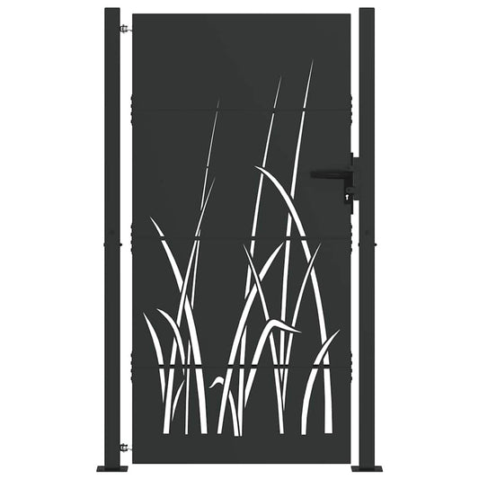 Garden Gate 110 x 180 cm Powder-coated steel Black Lockable