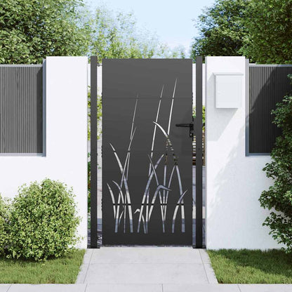 Garden Gate with Lock Black 110 x 205 cm Powder-coated steel