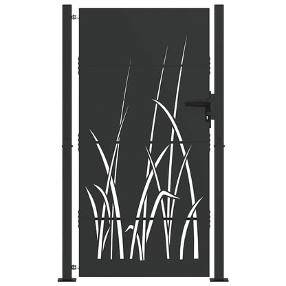 Garden Gate with Lock Black 110 x 205 cm Powder-coated steel