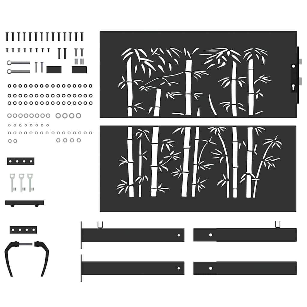 Garden Gate with Lock Black 110 x 105 cm Powder-Coated Steel
