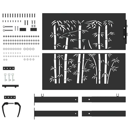 Garden Gate with Lock Black 110 x 105 cm Powder-Coated Steel